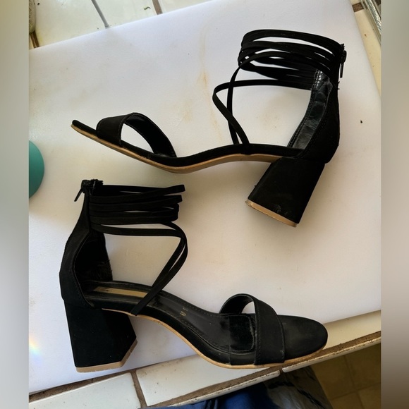 Black Paloma Shoes Strappy Block Sandals Made in Spain Size 26 US Size 8 Vintage - Picture 3 of 7